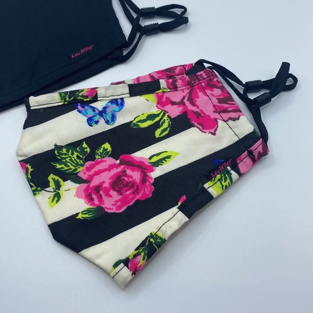 Betsey Johnson Floral Striped and Black Face Masks